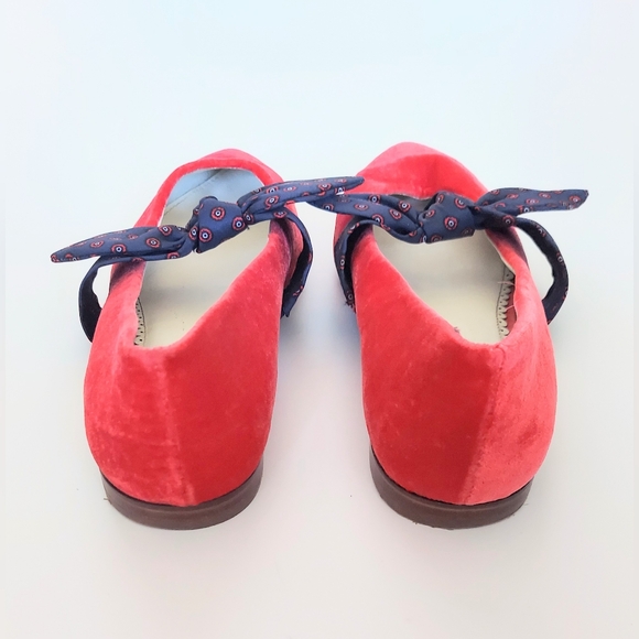 1901 Hamilton Size 7M Red Velvet Preppy Style Flats Shoes Bow - Picture 4 of 8